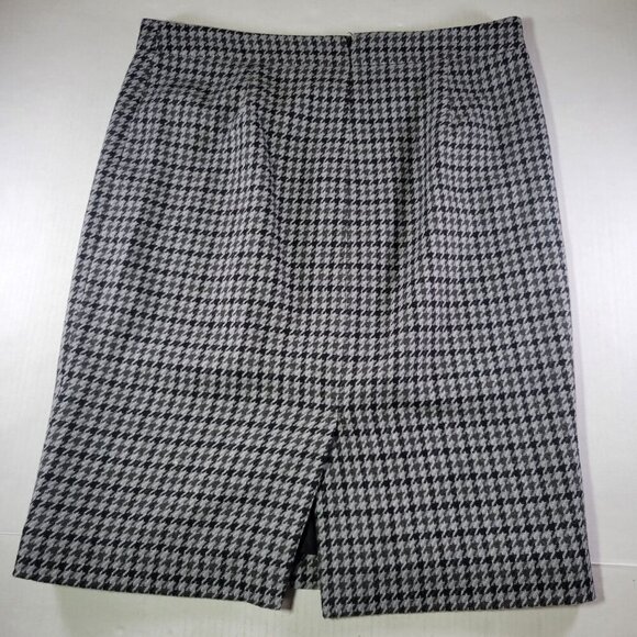 J.Crew Woman Black/White Houndstooth Workwear Wool Blend Pencil Skirt Size 8 - Picture 7 of 7